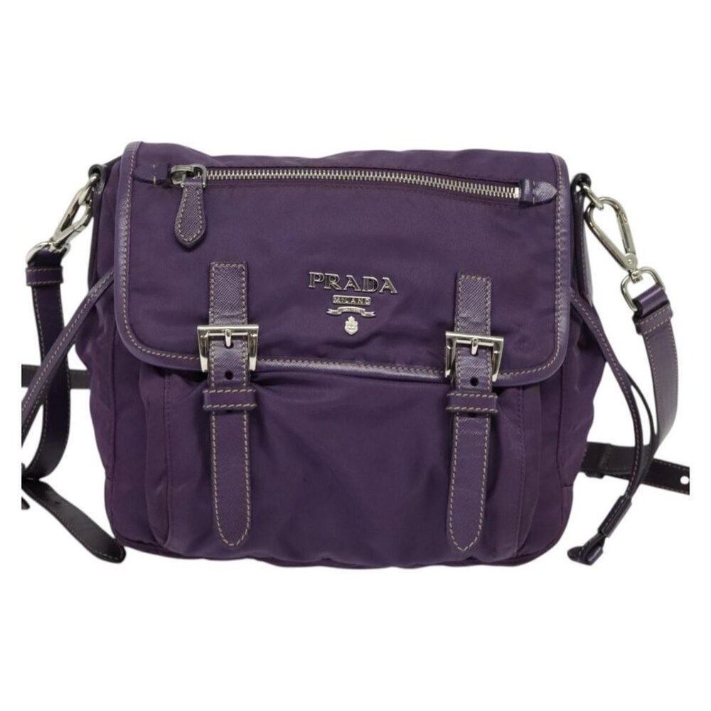 Authentic PRADA Shoulder Bag Nylon Purple Silver - Picture 5 of 16